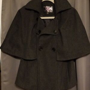 Krush cape style peacoat Gray Wool blend size M